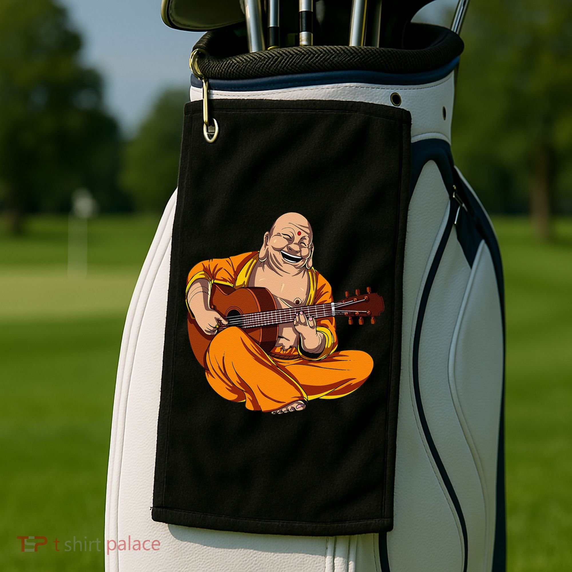 Buddha Playing Guitar Zen Yoga Meditation Funny Namaste Golf Towel