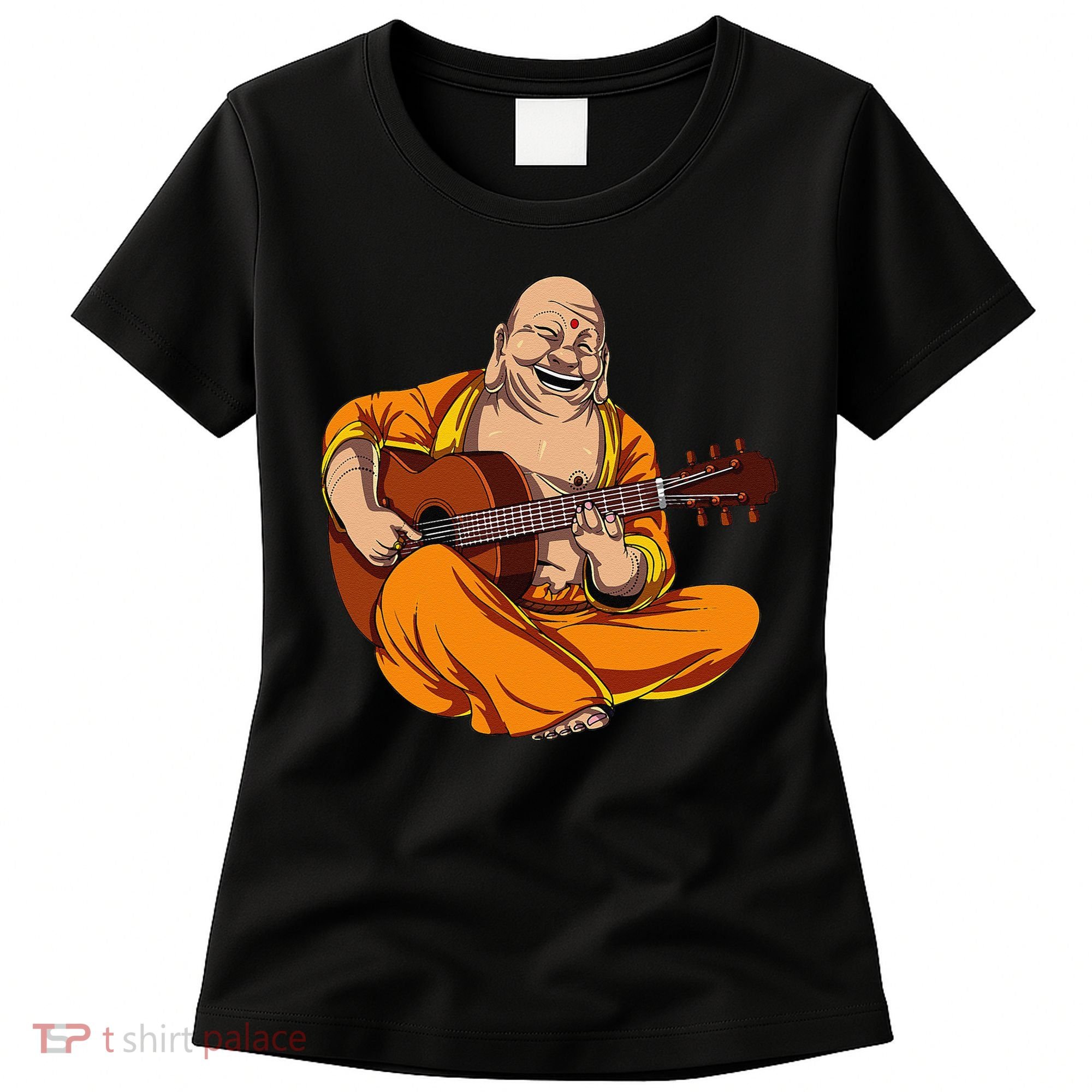 Buddha Playing Guitar Zen Yoga Meditation Funny Namaste Women's T-Shirt