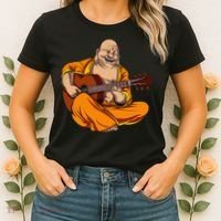 Buddha Playing Guitar Zen Yoga Meditation Funny Namaste Women's T-Shirt thumb 2