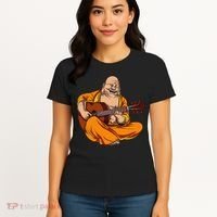 Buddha Playing Guitar Zen Yoga Meditation Funny Namaste Women's T-Shirt thumb 4