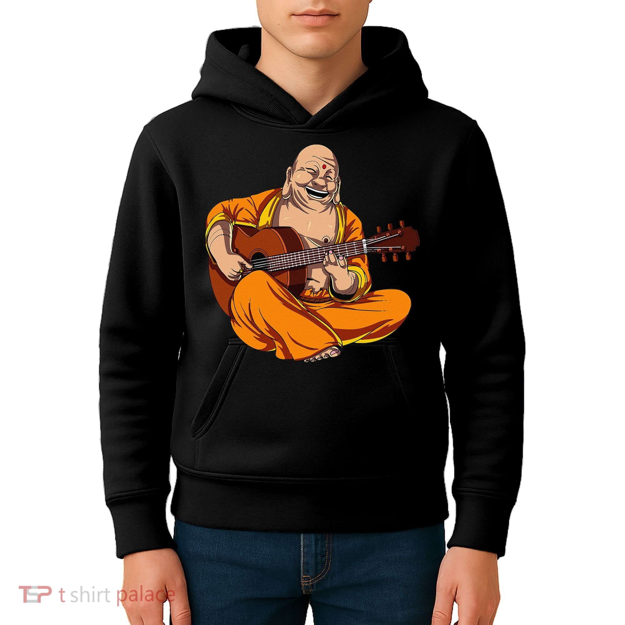 Buddha Playing Guitar Zen Yoga Meditation Funny Namaste Kids Hoodie