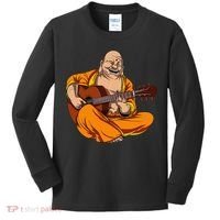 Buddha Playing Guitar Zen Yoga Meditation Funny Namaste Kids Long Sleeve Shirt thumb 0
