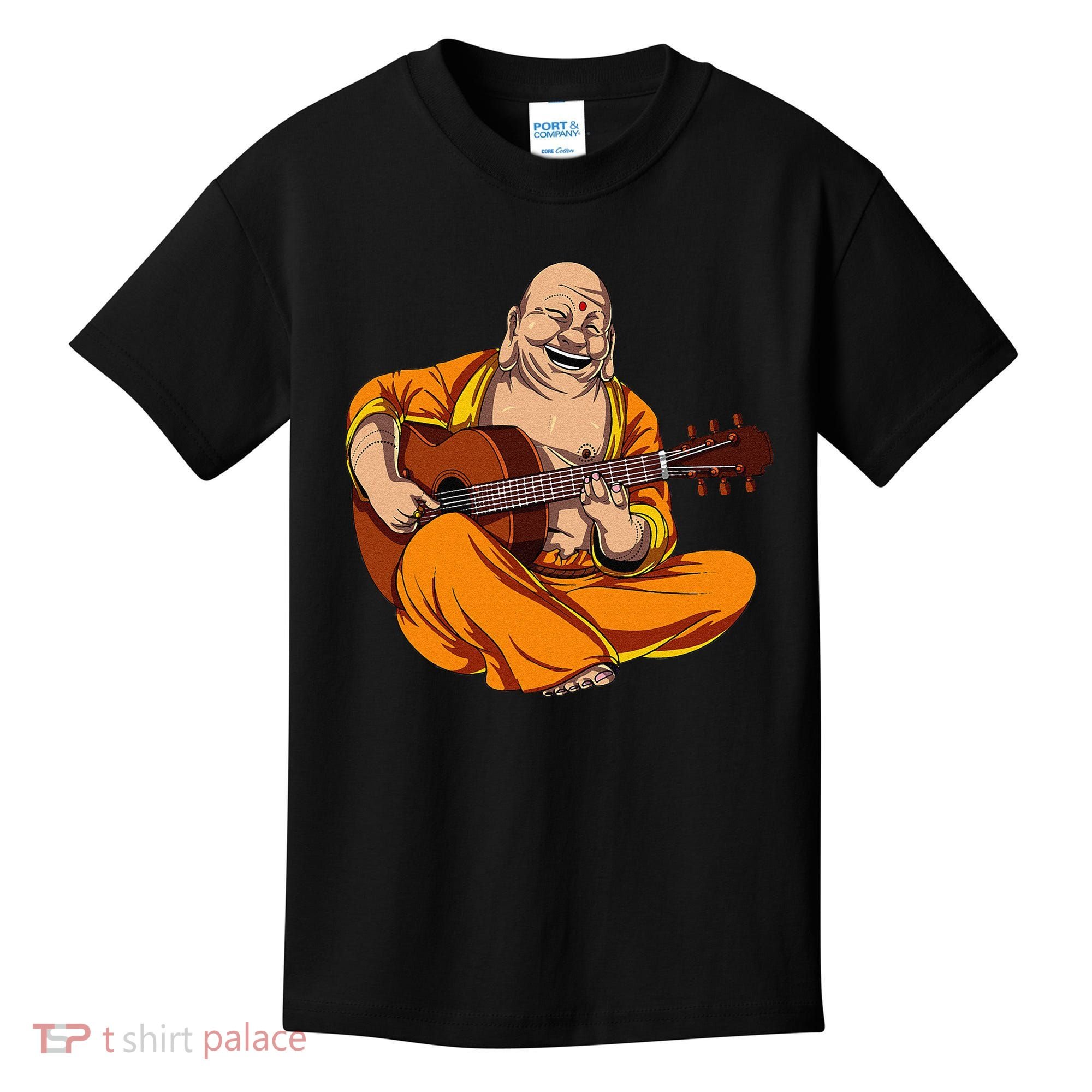 Buddha Playing Guitar Zen Yoga Meditation Funny Namaste Kids T-Shirt