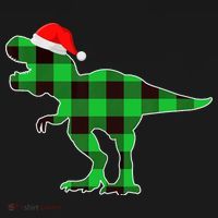 Buffalo Plaid Green Dinosaur T Rex Funny Christmas Boys Backpack thumb 2