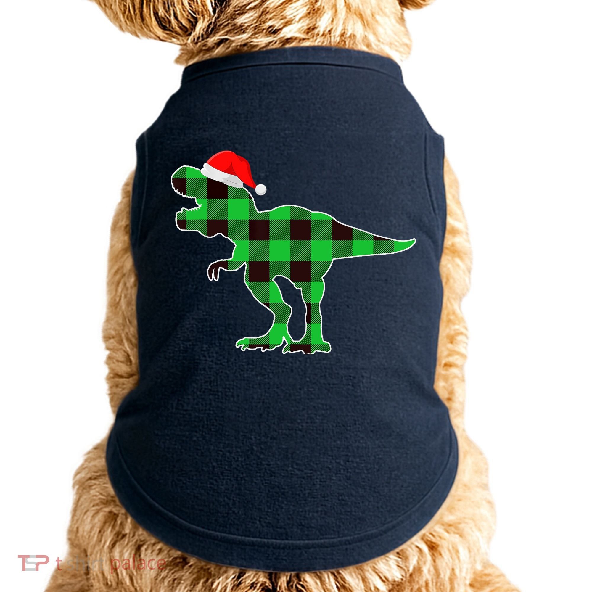 Buffalo Plaid Green Dinosaur T Rex Funny Christmas Boys Doggie Tank