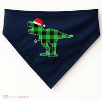Buffalo Plaid Green Dinosaur T Rex Funny Christmas Boys USA-Made Doggie Bandana thumb 0