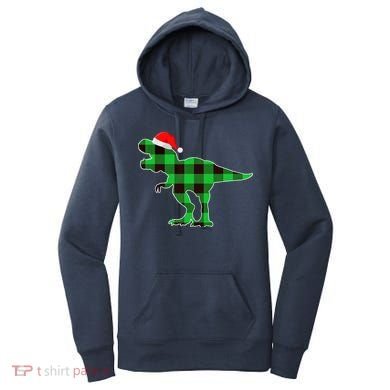 Buffalo Plaid Green Dinosaur T Rex Funny Christmas Boys Women's Hoodie