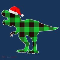 Buffalo Plaid Green Dinosaur T Rex Funny Christmas Boys Women's Hoodie thumb 2