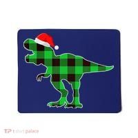 Buffalo Plaid Green Dinosaur T Rex Funny Christmas Boys Mousepad thumb 0