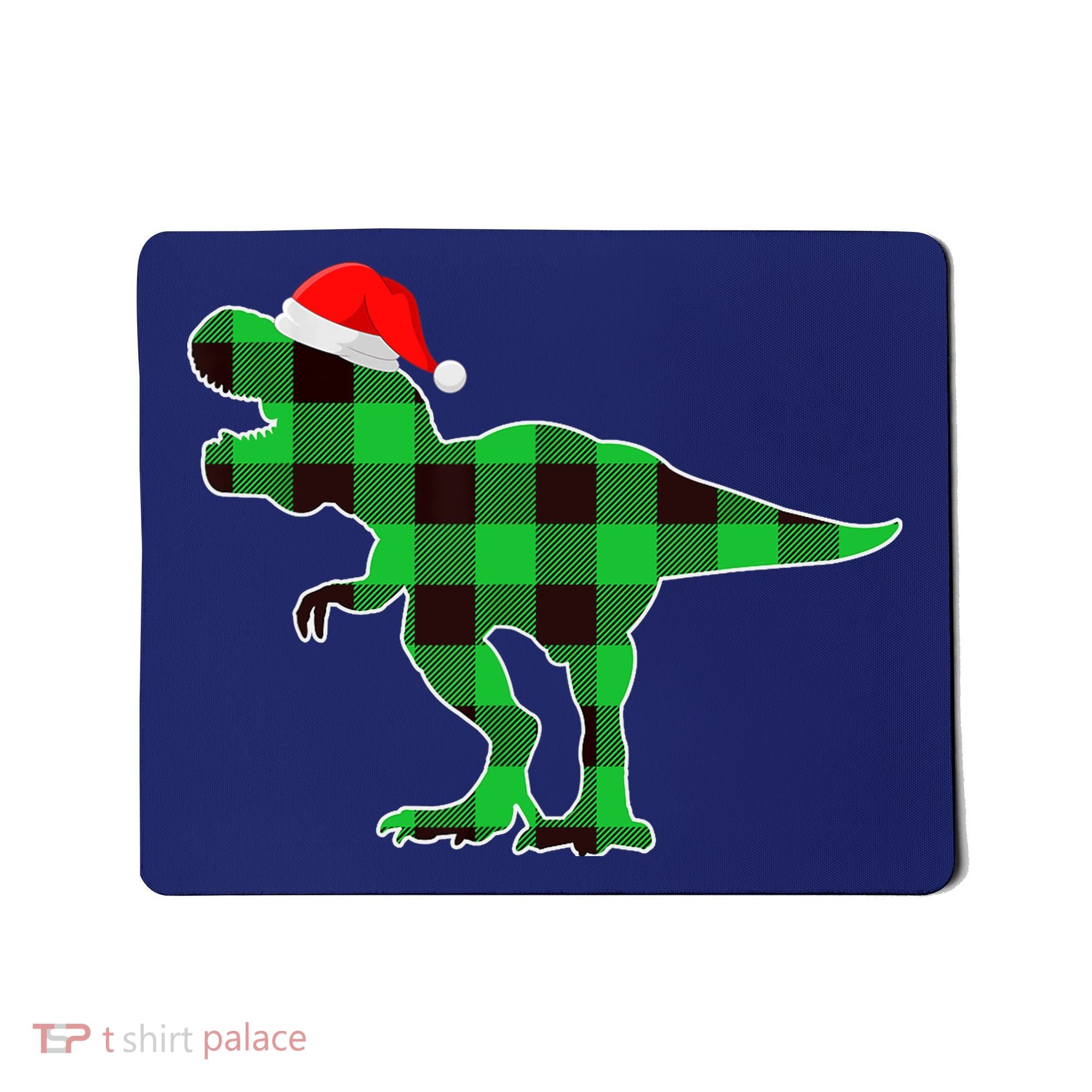 Buffalo Plaid Green Dinosaur T Rex Funny Christmas Boys Mousepad