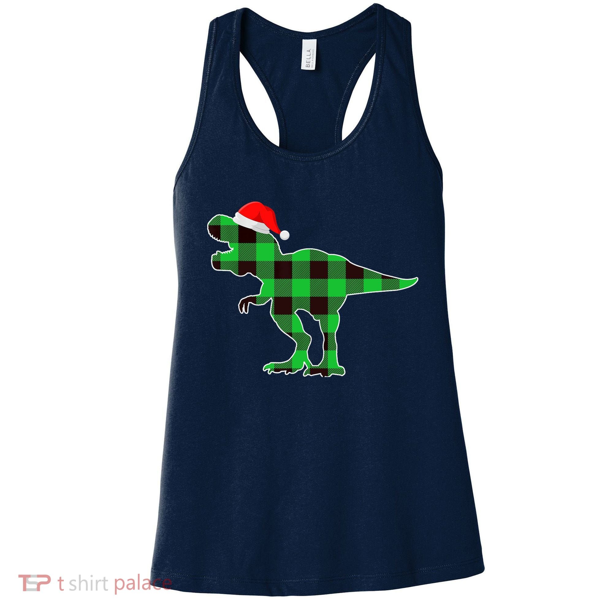 Buffalo Plaid Green Dinosaur T Rex Funny Christmas Boys Women's Tank Top