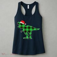 Buffalo Plaid Green Dinosaur T Rex Funny Christmas Boys Women's Tank Top thumb 3