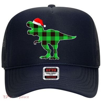 Buffalo Plaid Green Dinosaur T Rex Funny Christmas Boys Hat