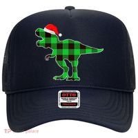 Buffalo Plaid Green Dinosaur T Rex Funny Christmas Boys Hat thumb 0