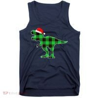 Buffalo Plaid Green Dinosaur T Rex Funny Christmas Boys Tank Top thumb 0