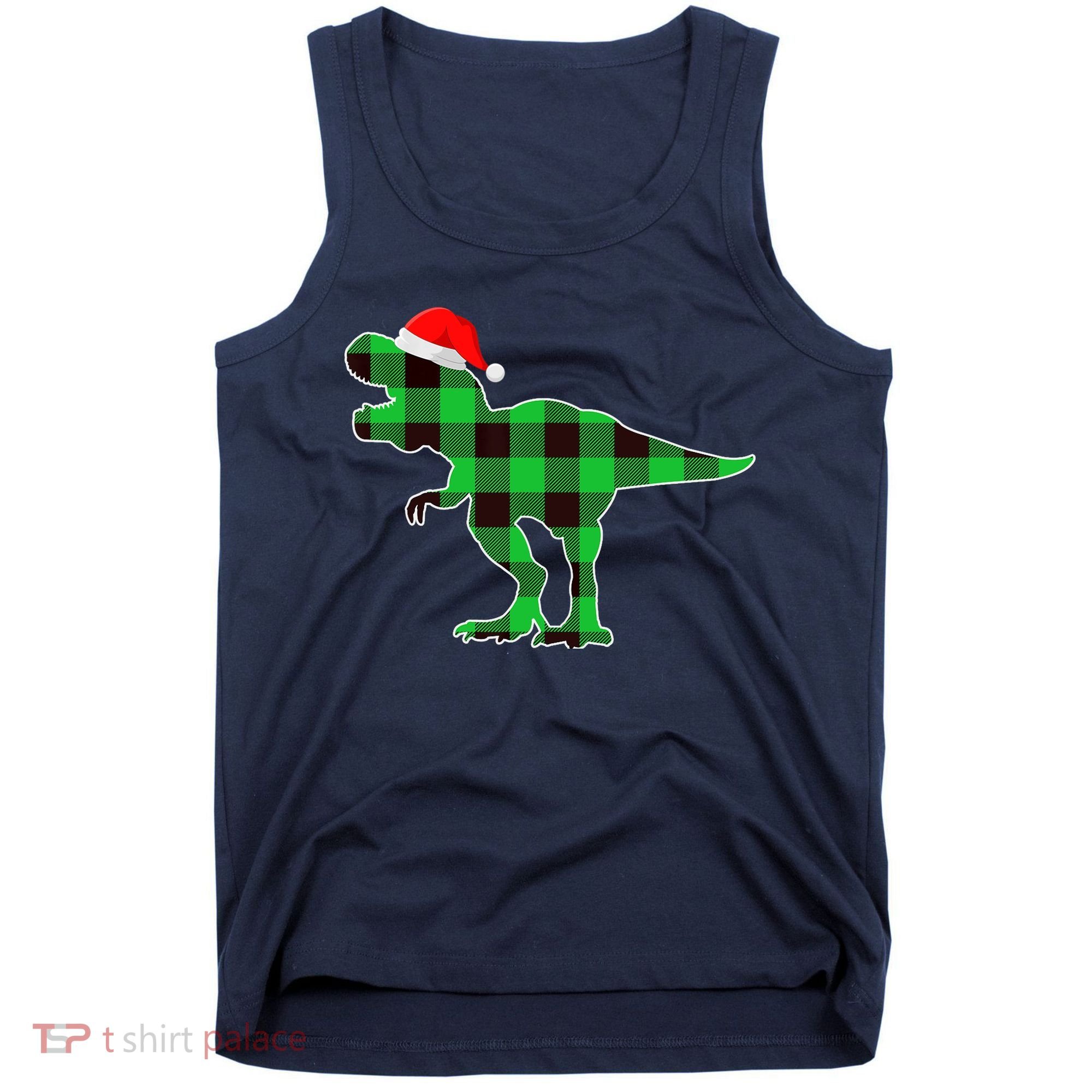 Buffalo Plaid Green Dinosaur T Rex Funny Christmas Boys Tank Top