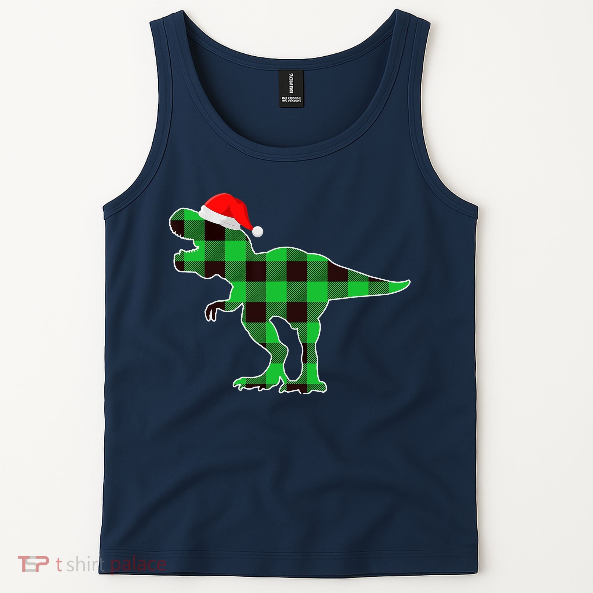 Buffalo Plaid Green Dinosaur T Rex Funny Christmas Boys Tank Top