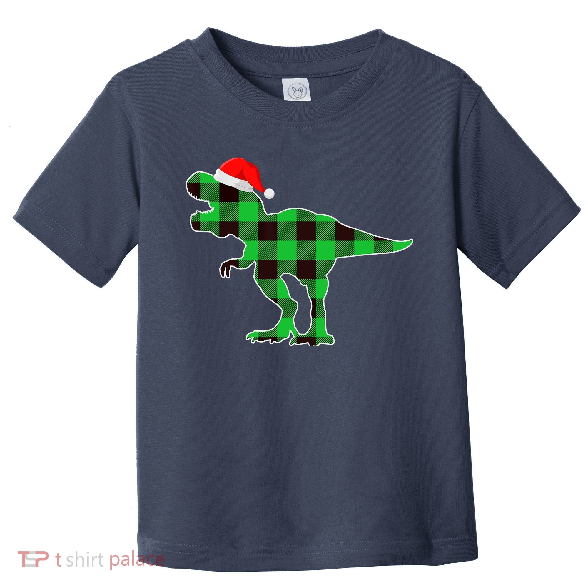 Buffalo Plaid Green Dinosaur T Rex Funny Christmas Boys Toddler T-Shirt