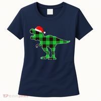 Buffalo Plaid Green Dinosaur T Rex Funny Christmas Boys Women's T-Shirt thumb 0