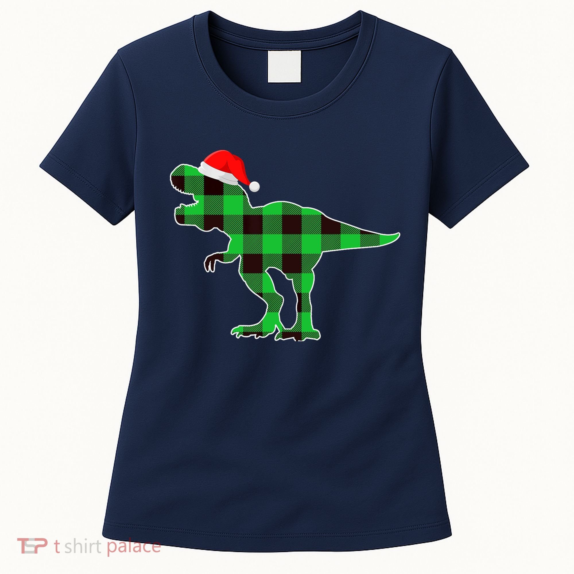 Buffalo Plaid Green Dinosaur T Rex Funny Christmas Boys Women's T-Shirt