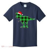 Buffalo Plaid Green Dinosaur T Rex Funny Christmas Boys Kids T-Shirt thumb 0