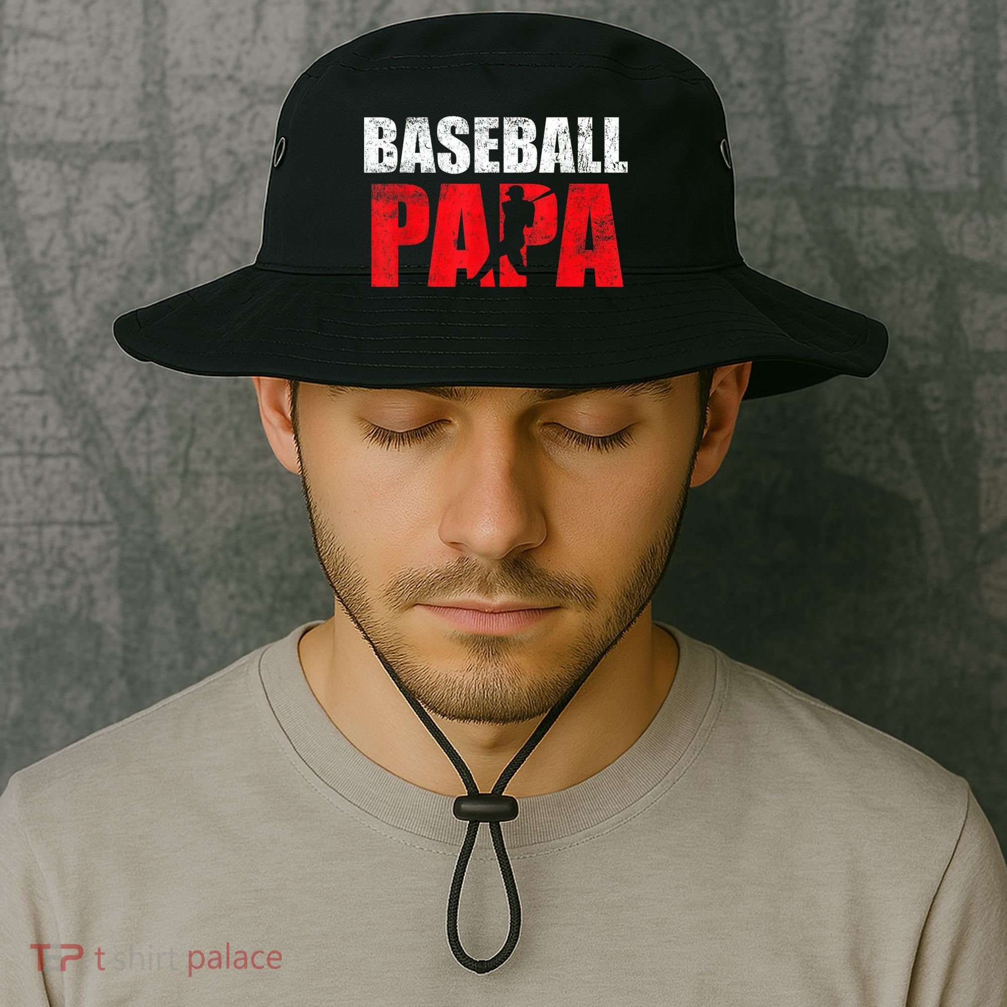 Baseball Papa Grandpa Fans Gift Bucket Hat