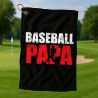 Baseball Papa Grandpa Fans Gift Golf Towel thumb 1