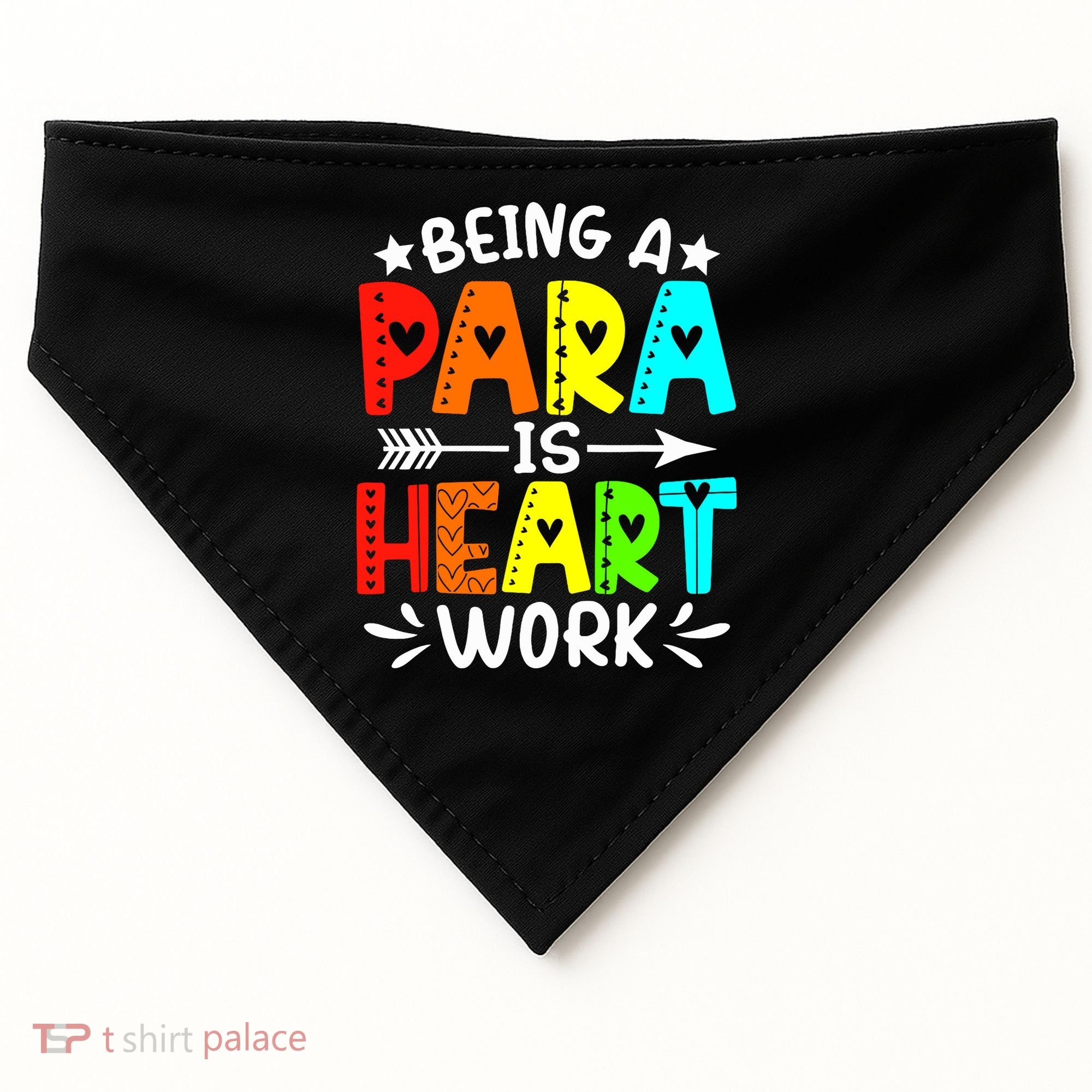 Being Para Heart Work Paraprofessional Back To School USA-Made Doggie Bandana