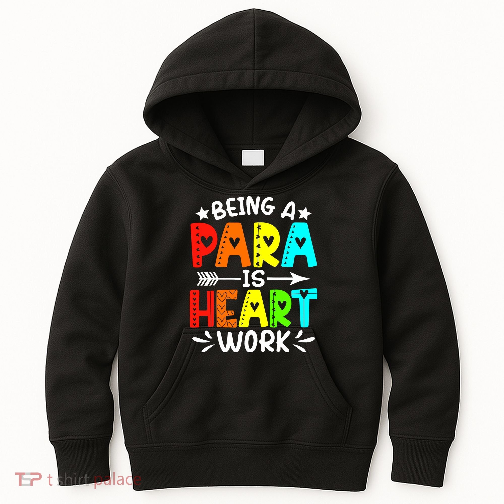 Being Para Heart Work Paraprofessional Back To School Kids Hoodie