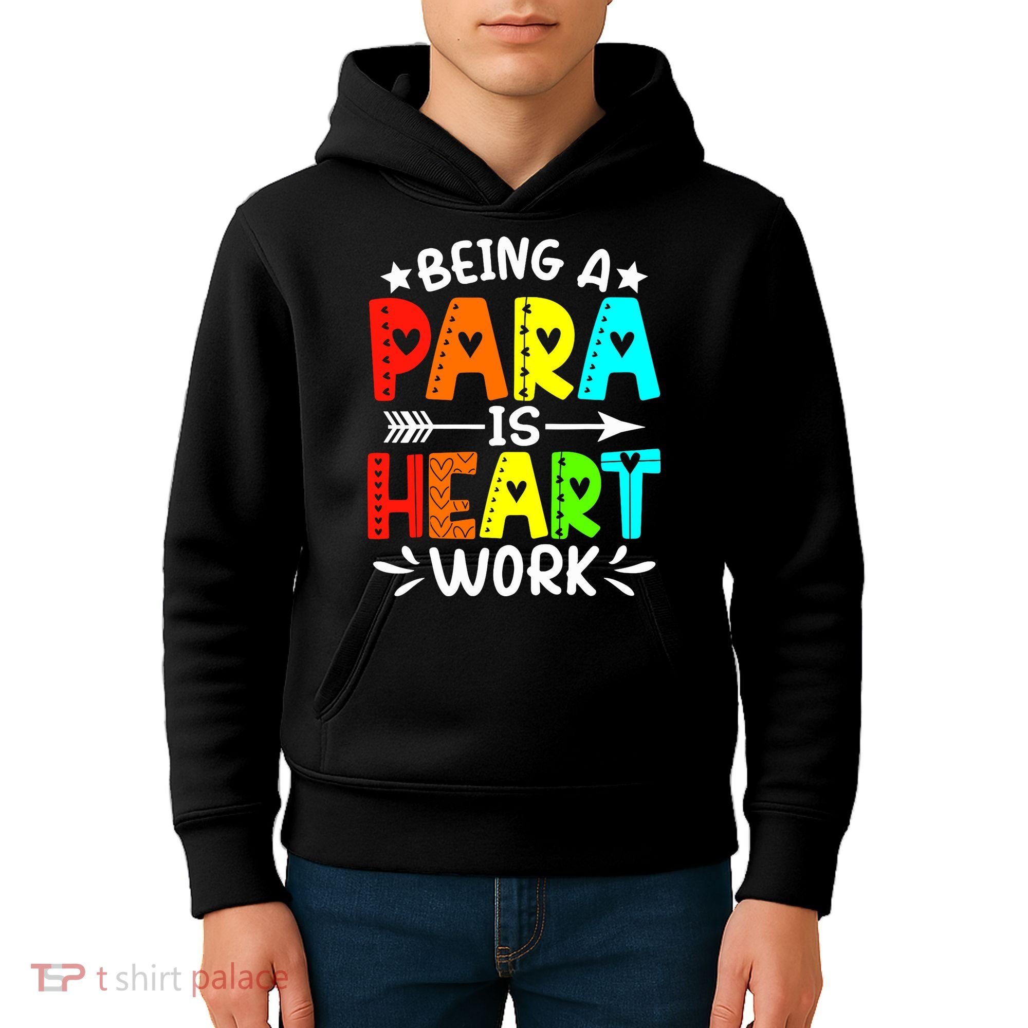 Being Para Heart Work Paraprofessional Back To School Kids Hoodie