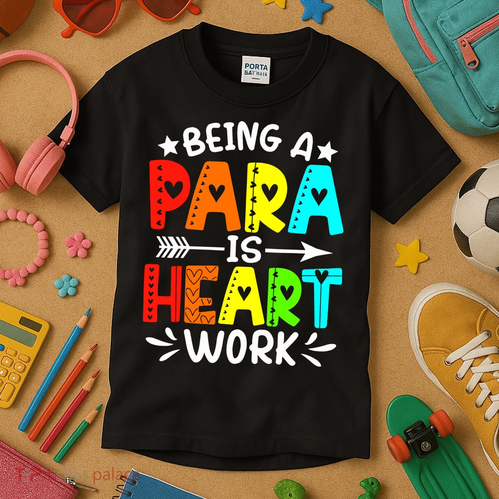 Being Para Heart Work Paraprofessional Back To School Kids T-Shirt