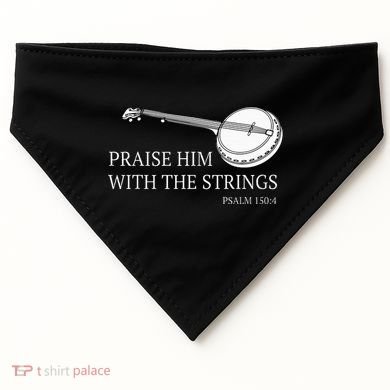 Banjo Praise Him With The Strings Bluegrass Guitar USA-Made Doggie Bandana