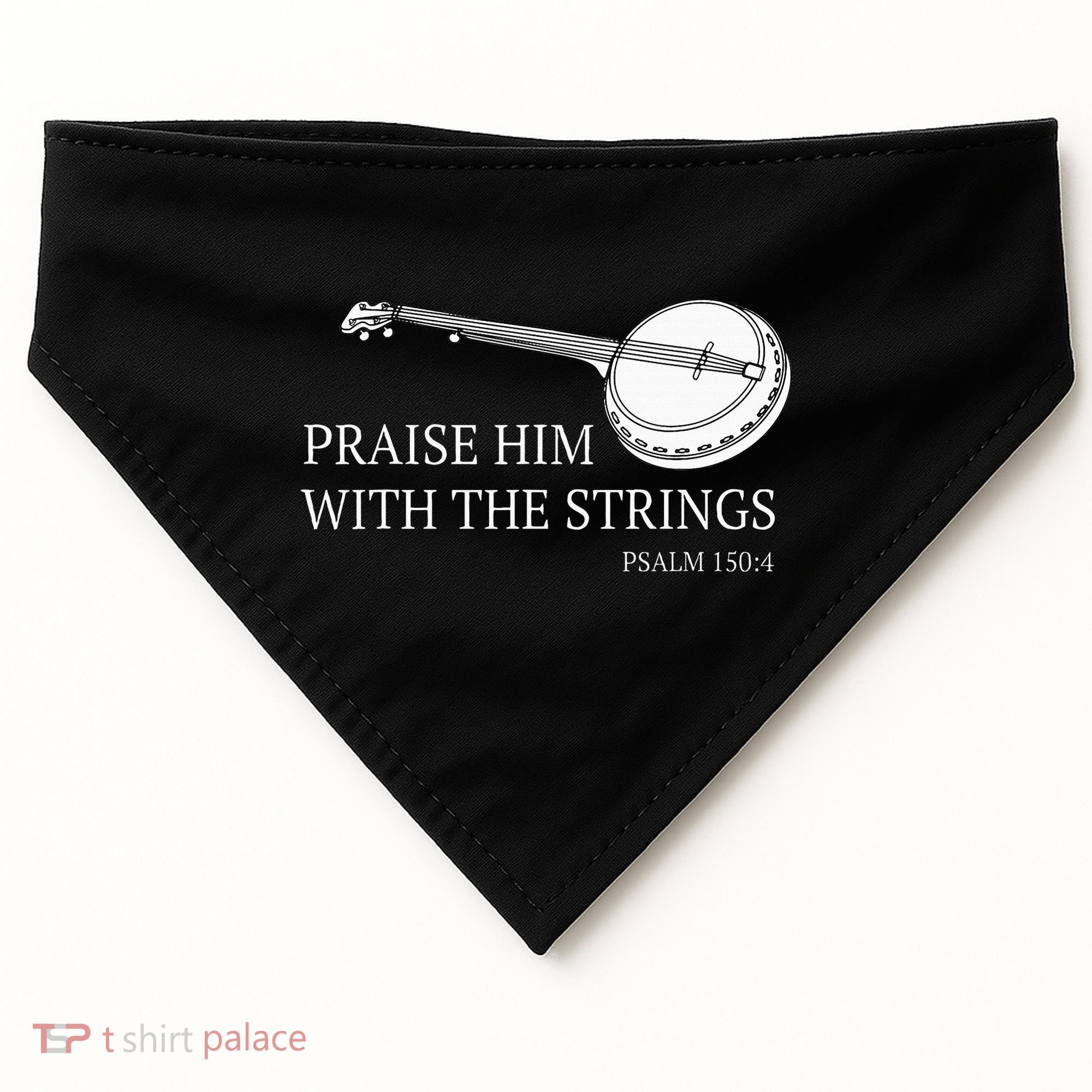 Banjo Praise Him With The Strings Bluegrass Guitar USA-Made Doggie Bandana