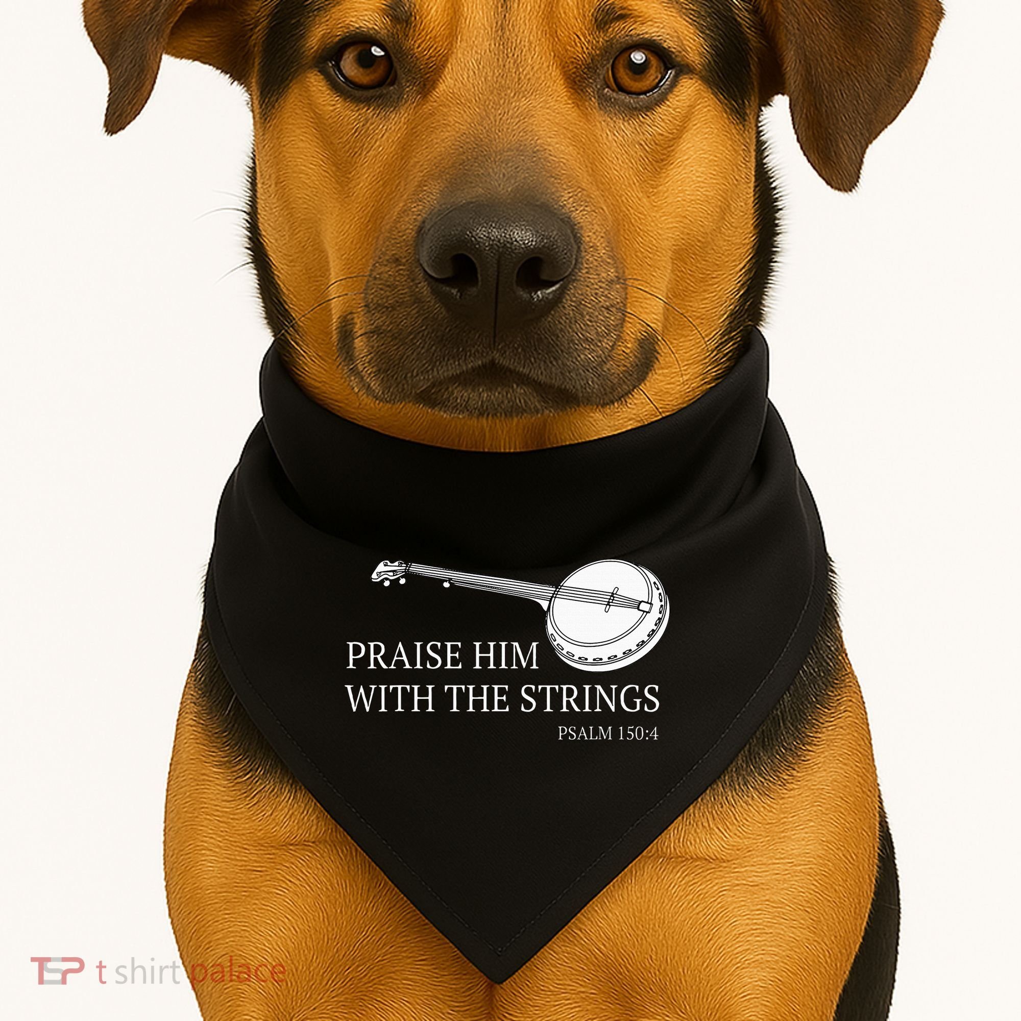 Banjo Praise Him With The Strings Bluegrass Guitar USA-Made Doggie Bandana