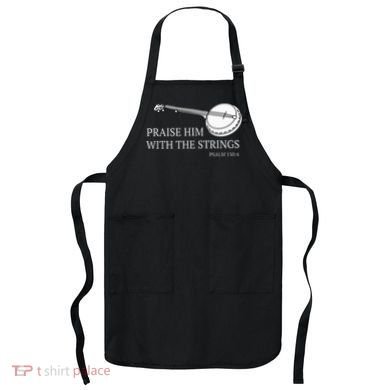 Banjo Praise Him With The Strings Bluegrass Guitar Apron