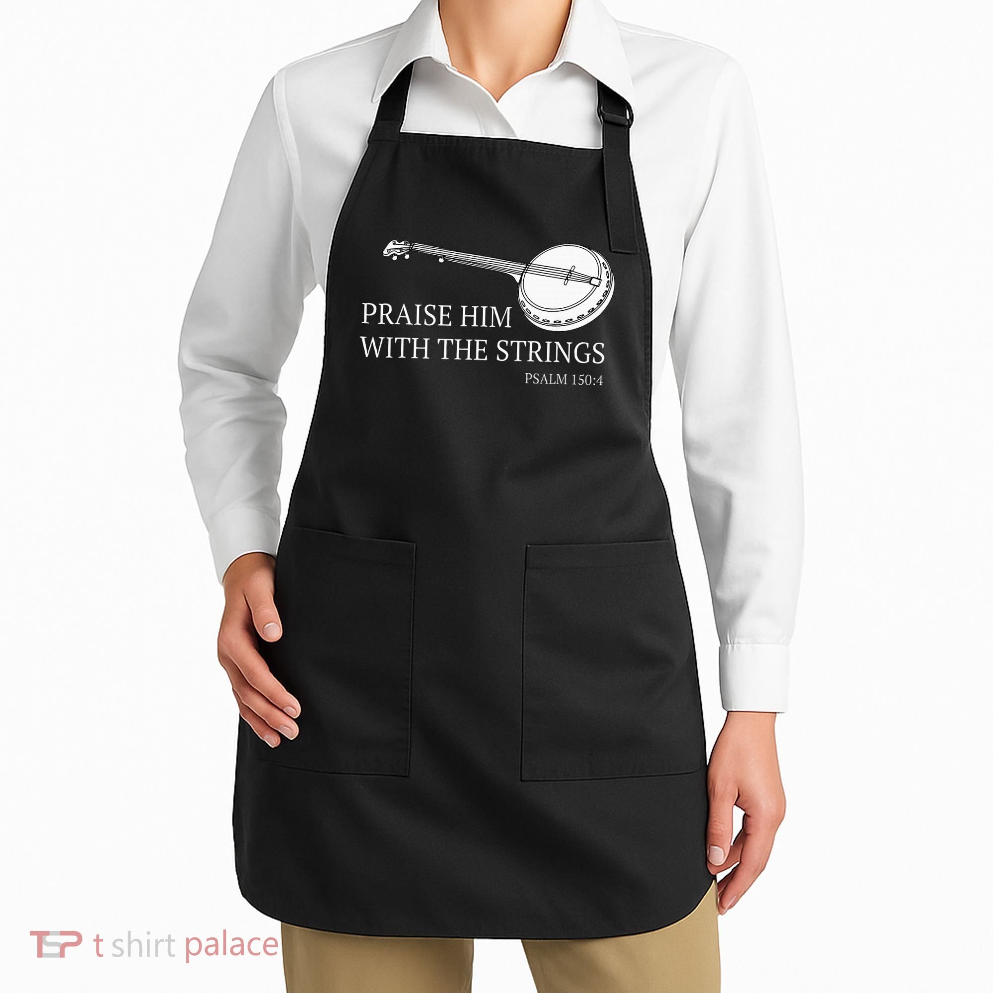 Banjo Praise Him With The Strings Bluegrass Guitar Apron