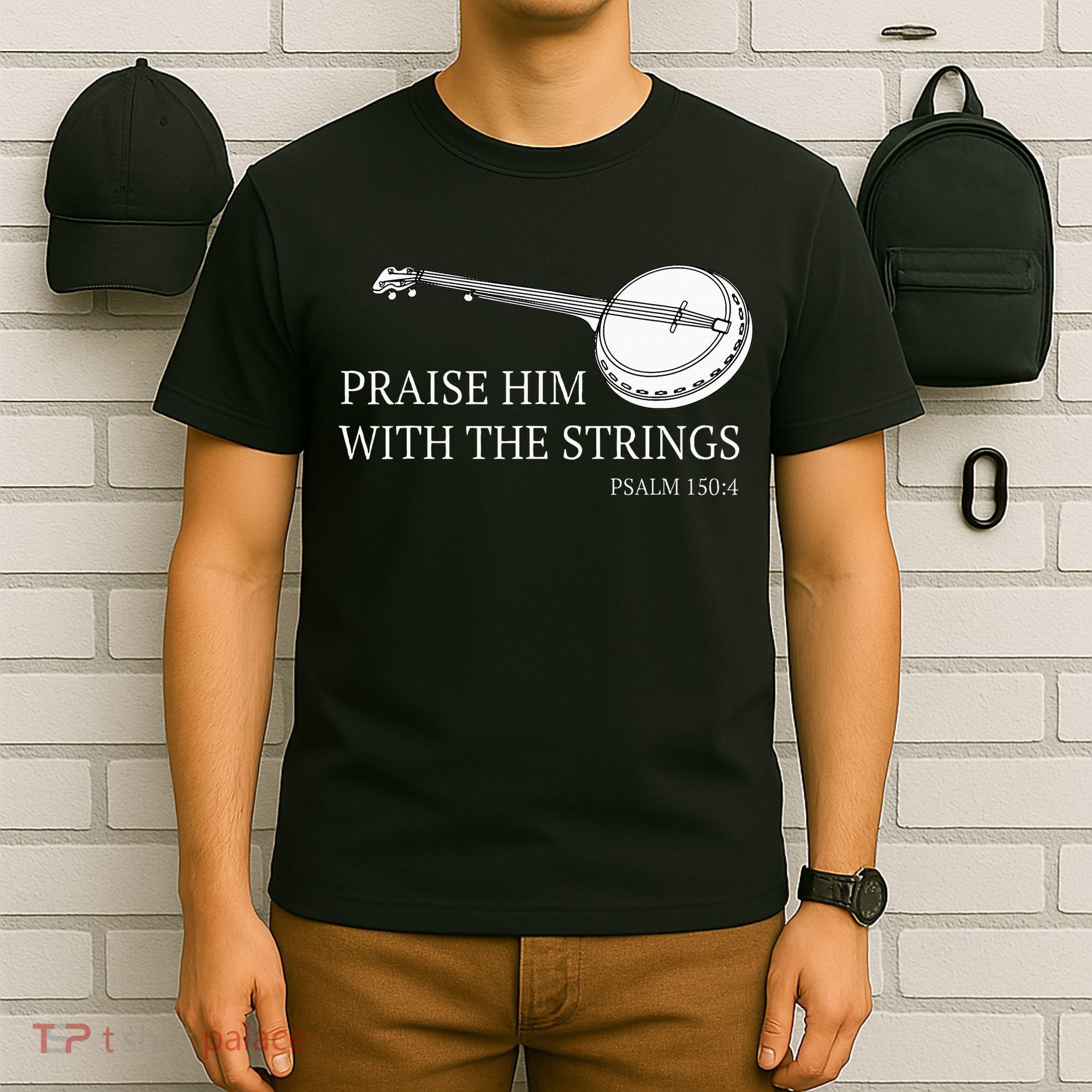 Banjo Praise Him With The Strings Bluegrass Guitar T-Shirt
