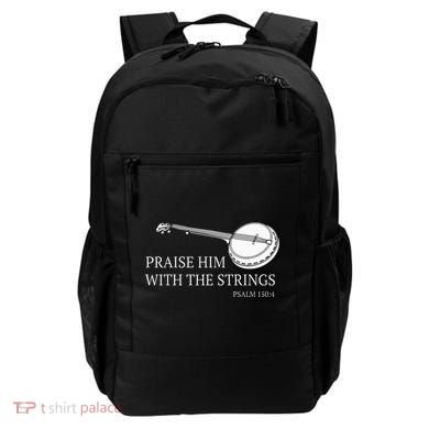 Banjo Praise Him With The Strings Bluegrass Guitar Backpack