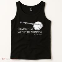 Banjo Praise Him With The Strings Bluegrass Guitar Tank Top thumb 2
