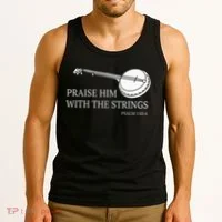 Banjo Praise Him With The Strings Bluegrass Guitar Tank Top thumb 3
