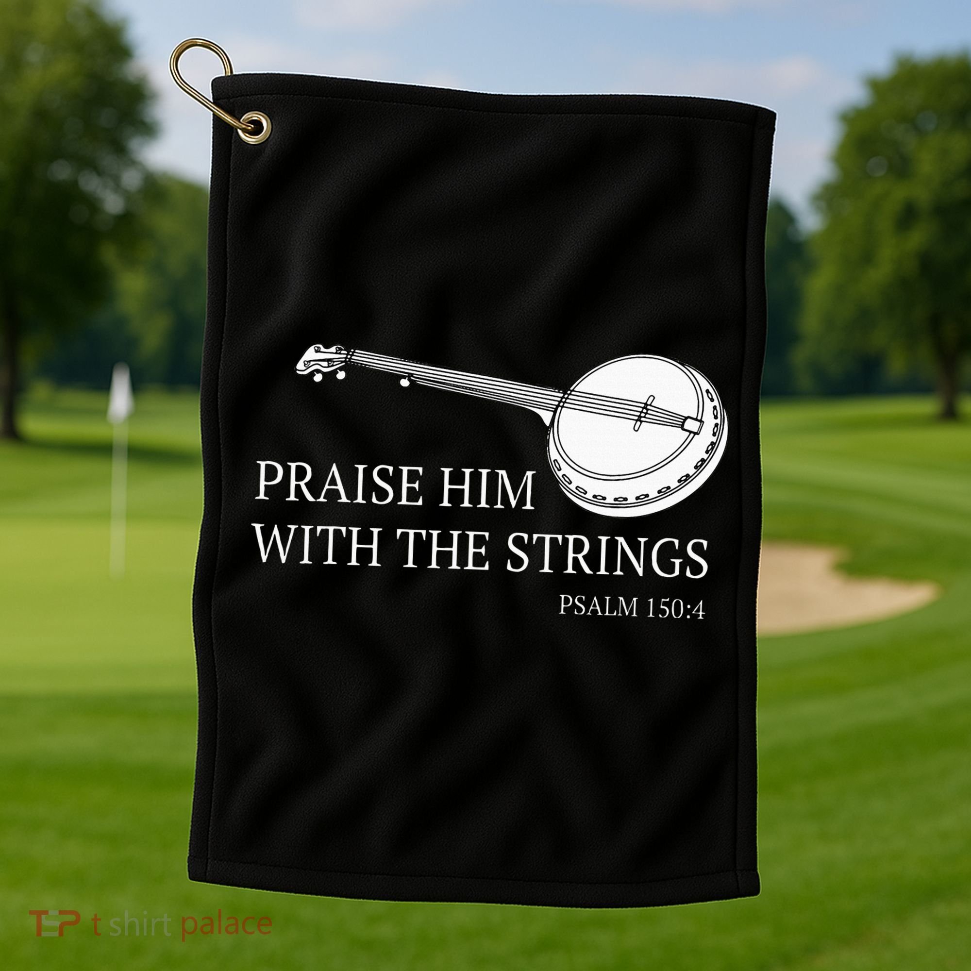 Banjo Praise Him With The Strings Bluegrass Guitar Golf Towel