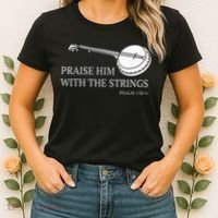 Banjo Praise Him With The Strings Bluegrass Guitar Women's T-Shirt thumb 2