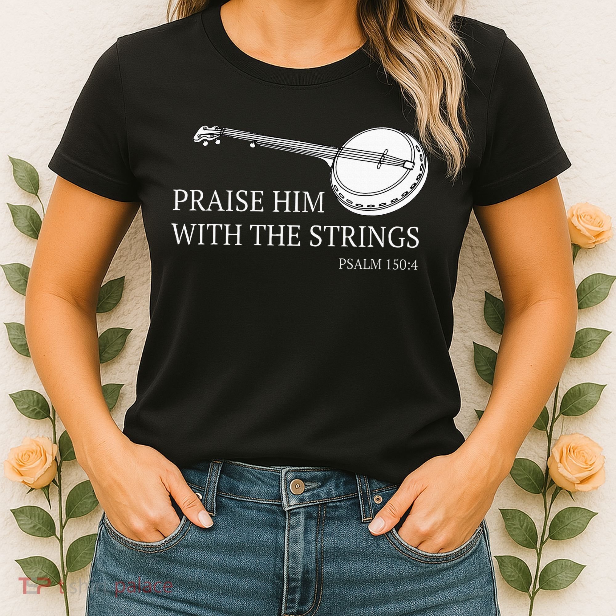 Banjo Praise Him With The Strings Bluegrass Guitar Women's T-Shirt