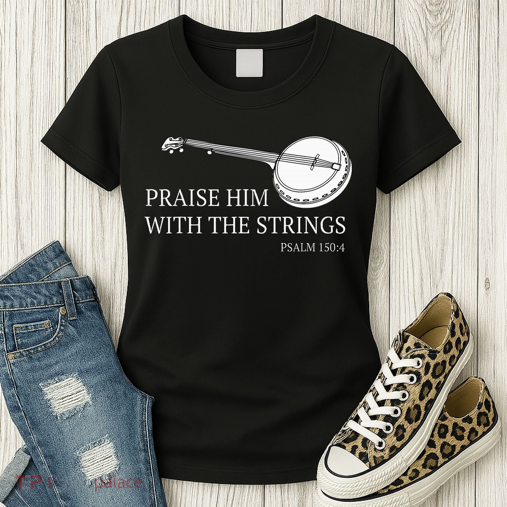 Banjo Praise Him With The Strings Bluegrass Guitar Women's T-Shirt