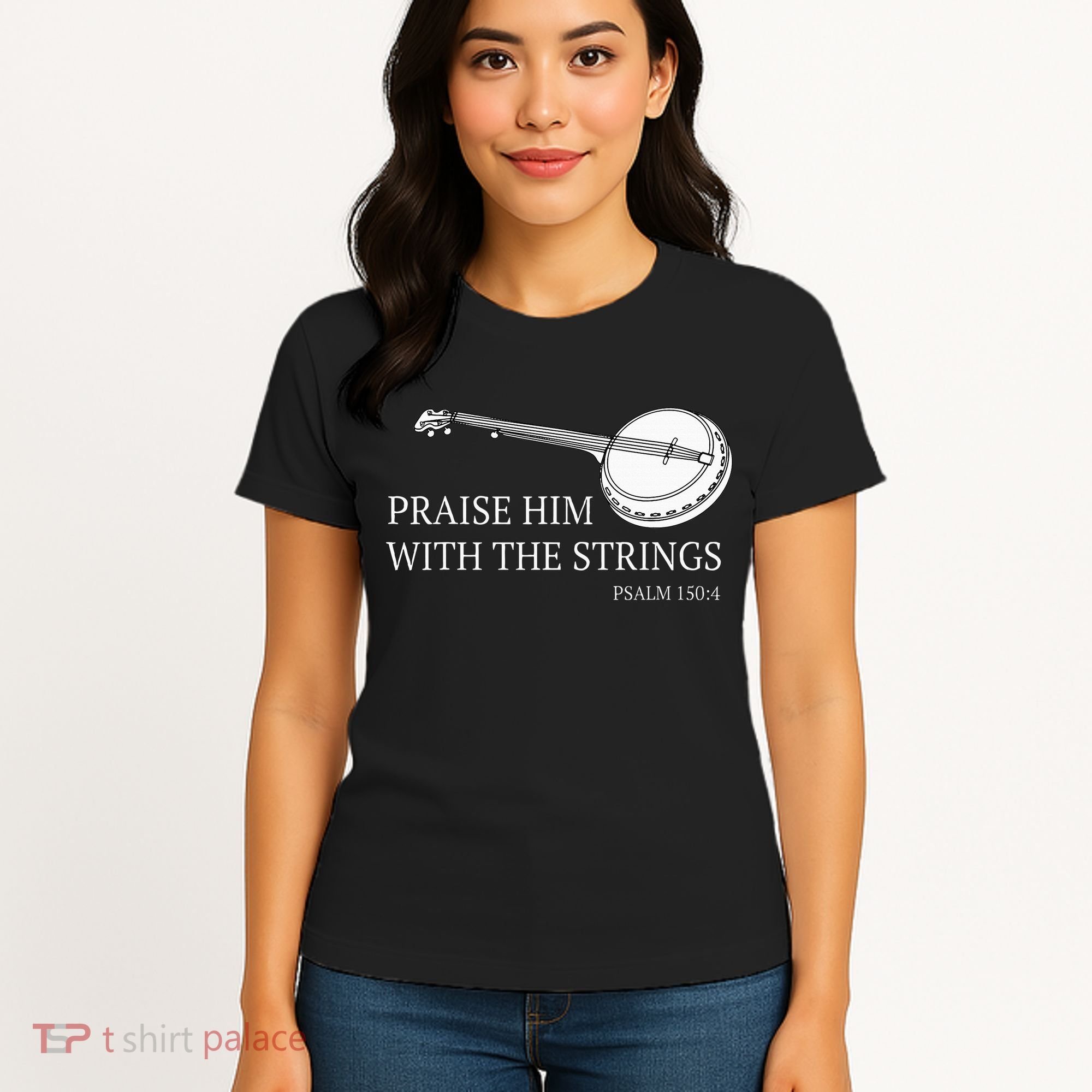 Banjo Praise Him With The Strings Bluegrass Guitar Women's T-Shirt