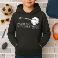 Banjo Praise Him With The Strings Bluegrass Guitar Kids Hoodie thumb 2