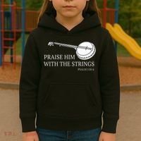 Banjo Praise Him With The Strings Bluegrass Guitar Kids Hoodie thumb 3
