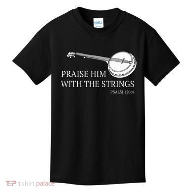 Banjo Praise Him With The Strings Bluegrass Guitar Kids T-Shirt