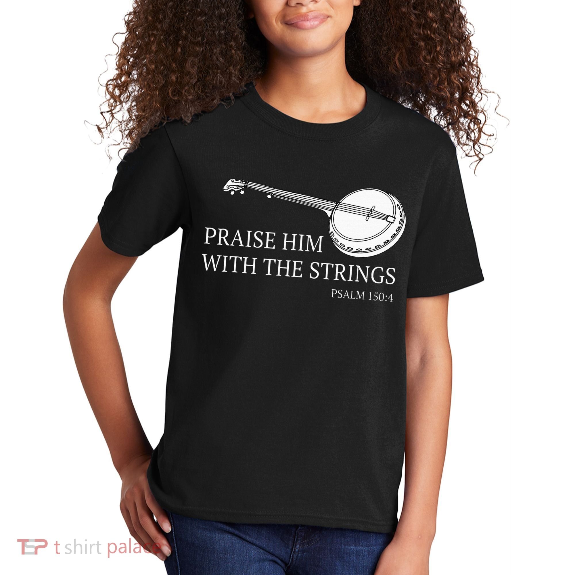 Banjo Praise Him With The Strings Bluegrass Guitar Kids T-Shirt