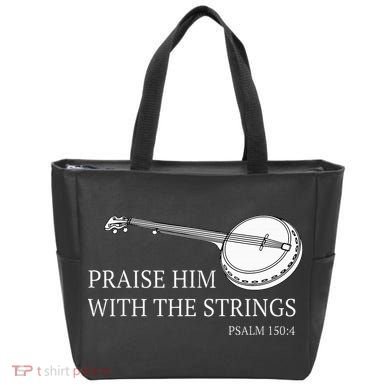 Banjo Praise Him With The Strings Bluegrass Guitar Tote Bag